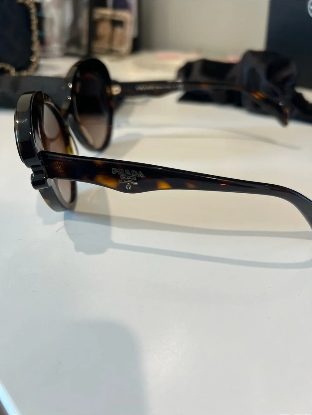 Prada Brown Tortoiseshell Women's Sunglasses with Brown Gradient Lenses